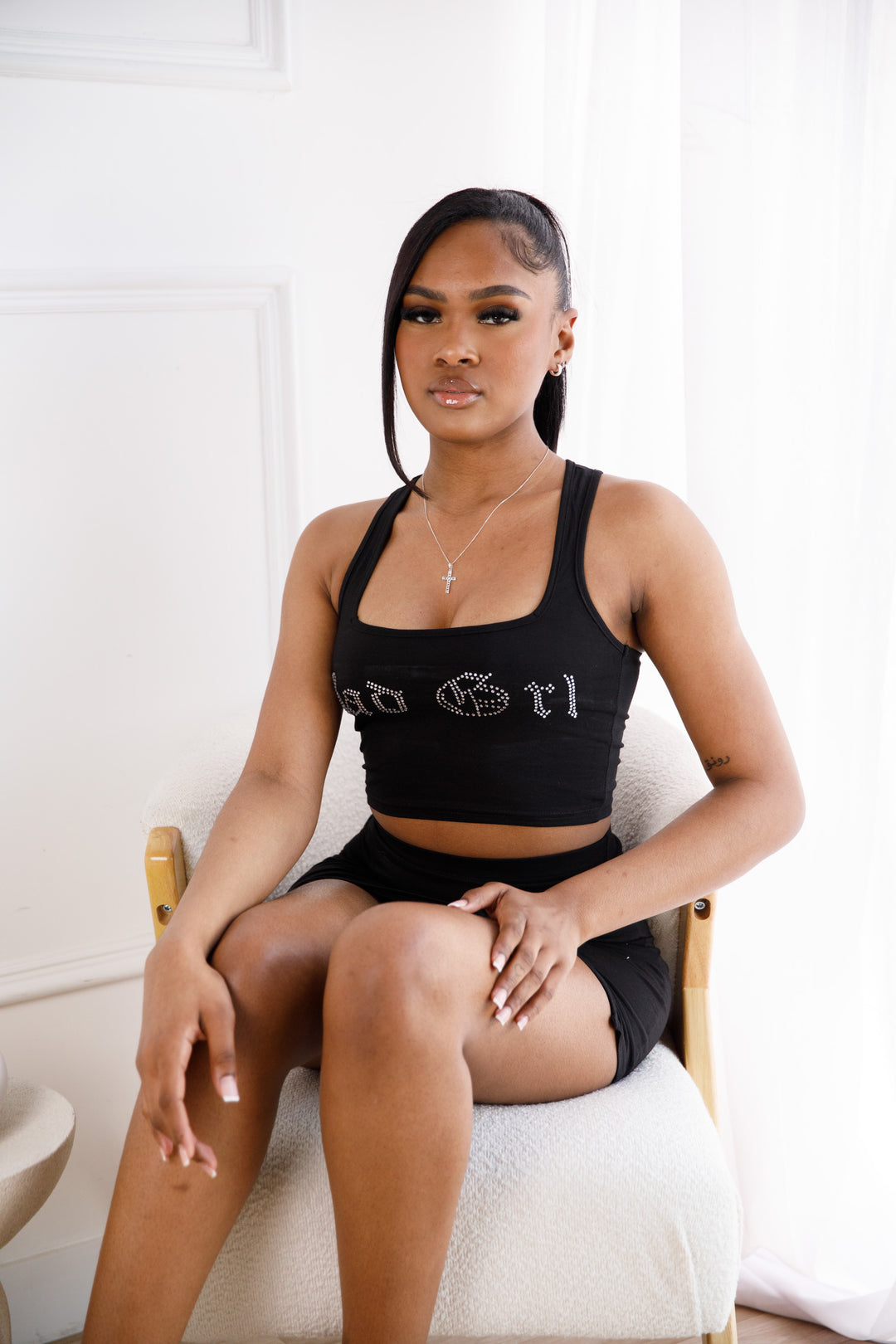 Dime rhinestone set Black