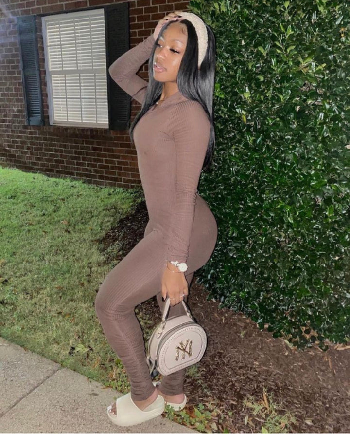 Neutral ruched jumpsuit